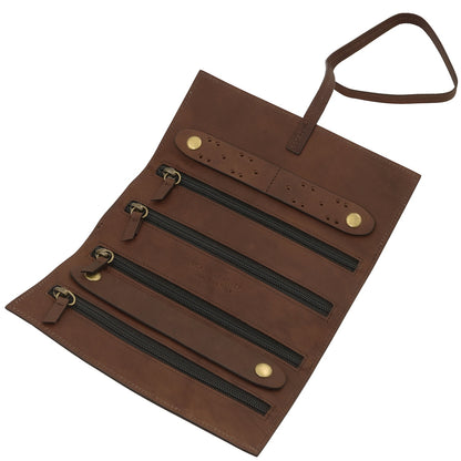 Leather Jewellery Roll in Vegetable-Tanned Leather | TL142625
