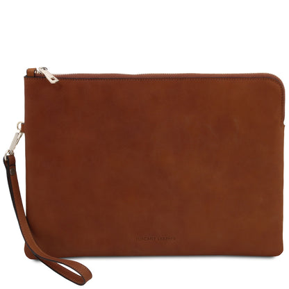 Giulio - Maxi leather clutch with handle - TL142638
