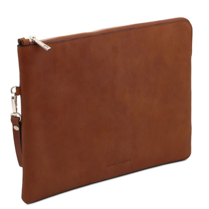 Giulio - Maxi leather clutch with handle - TL142638