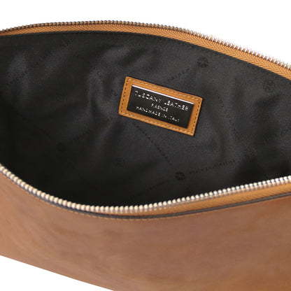 Giulio - Maxi leather clutch with handle - TL142638