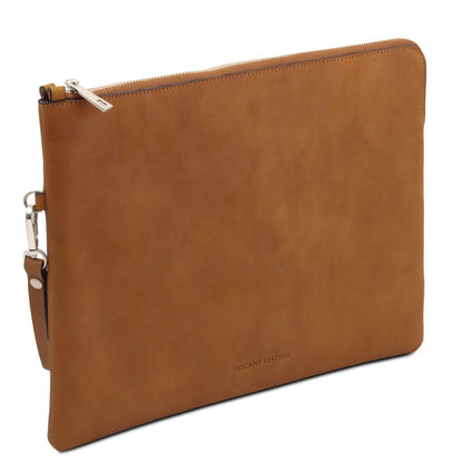 Giulio - Maxi leather clutch with handle - TL142638