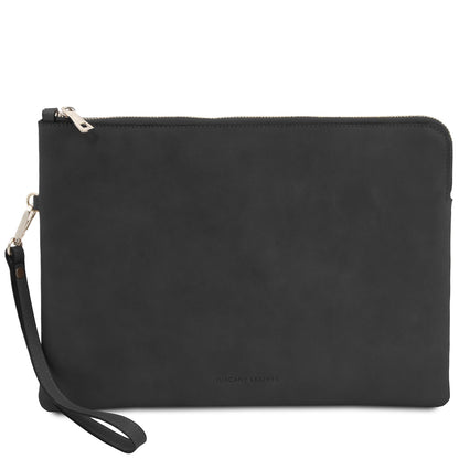 Giulio - Maxi leather clutch with handle - TL142638