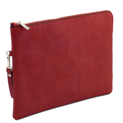 Giulio - Maxi leather clutch with handle - TL142638