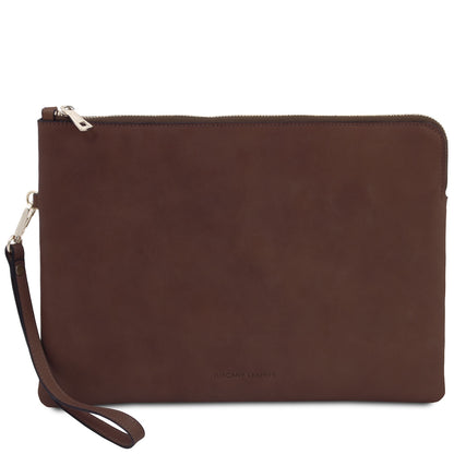 Giulio - Maxi leather clutch with handle - TL142638