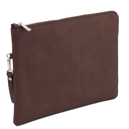 Giulio - Maxi leather clutch with handle - TL142638