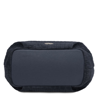 Nora Cocoon - Suede leather handbag with croc print