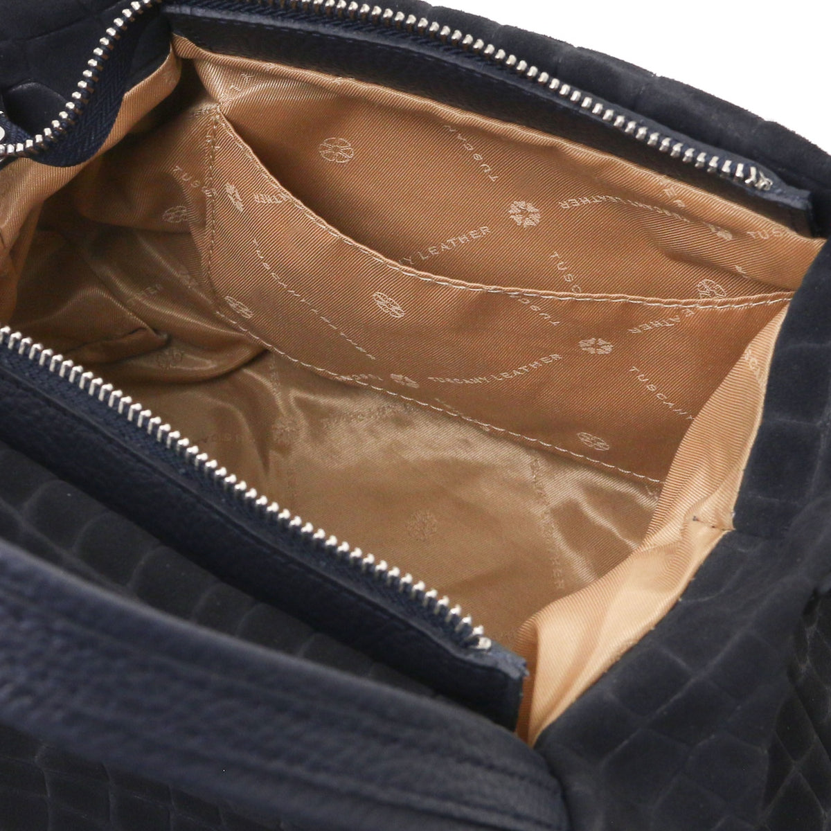 Nora Cocoon - Suede leather handbag with croc print