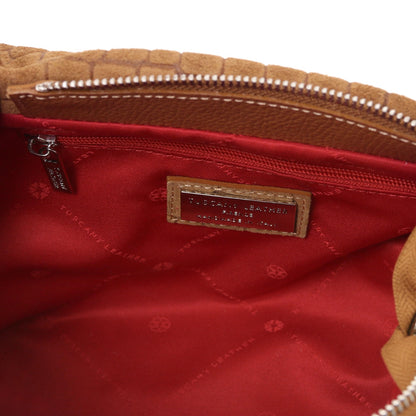 Nora Cocoon - Suede leather handbag with croc print