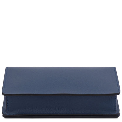 Opera - Leather clutch with chain strap in Palmellato calfskin leather