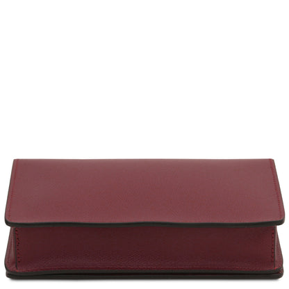 Opera - Leather clutch with chain strap in Palmellato calfskin leather