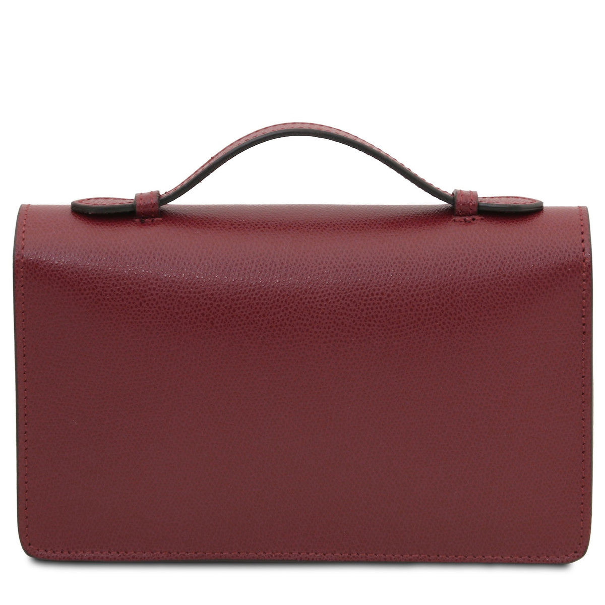 Opera - Leather clutch with chain strap in Palmellato calfskin leather