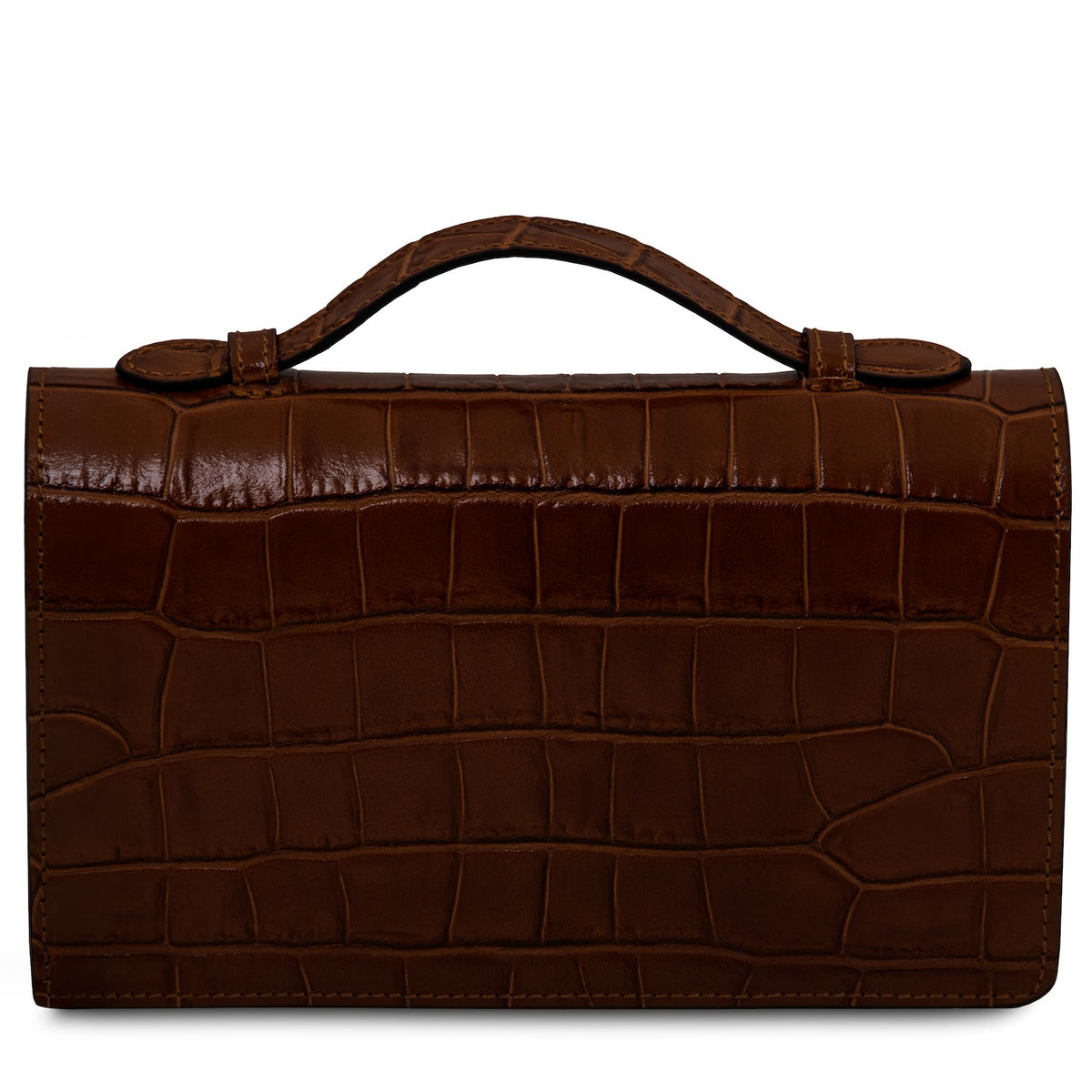 Opera Croque - Croc print leather clutch with chain strap