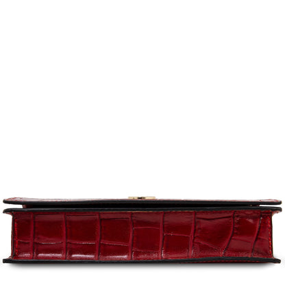 Opera Croque - Croc print leather clutch with chain strap