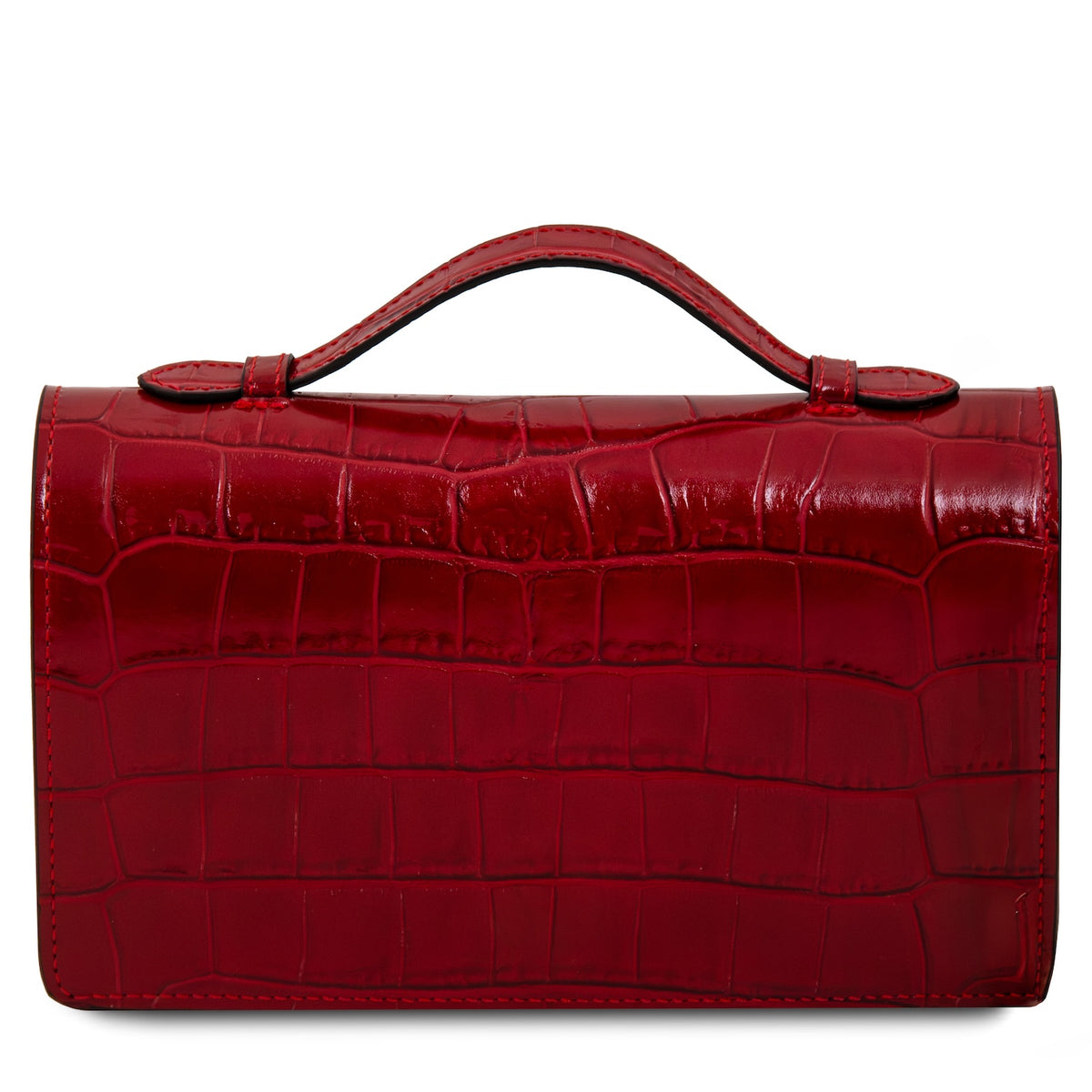 Opera Croque - Croc print leather clutch with chain strap