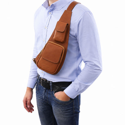 Leather crossover bag | men's sling bag