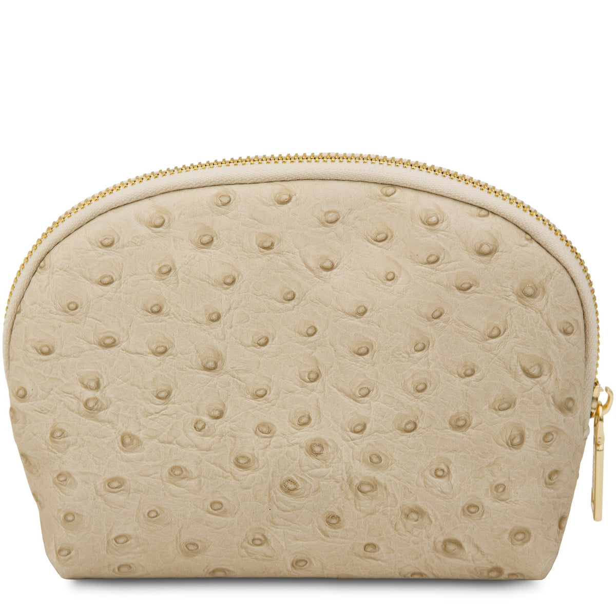 Vera - Leather toiletry case in ostrich-print leather
