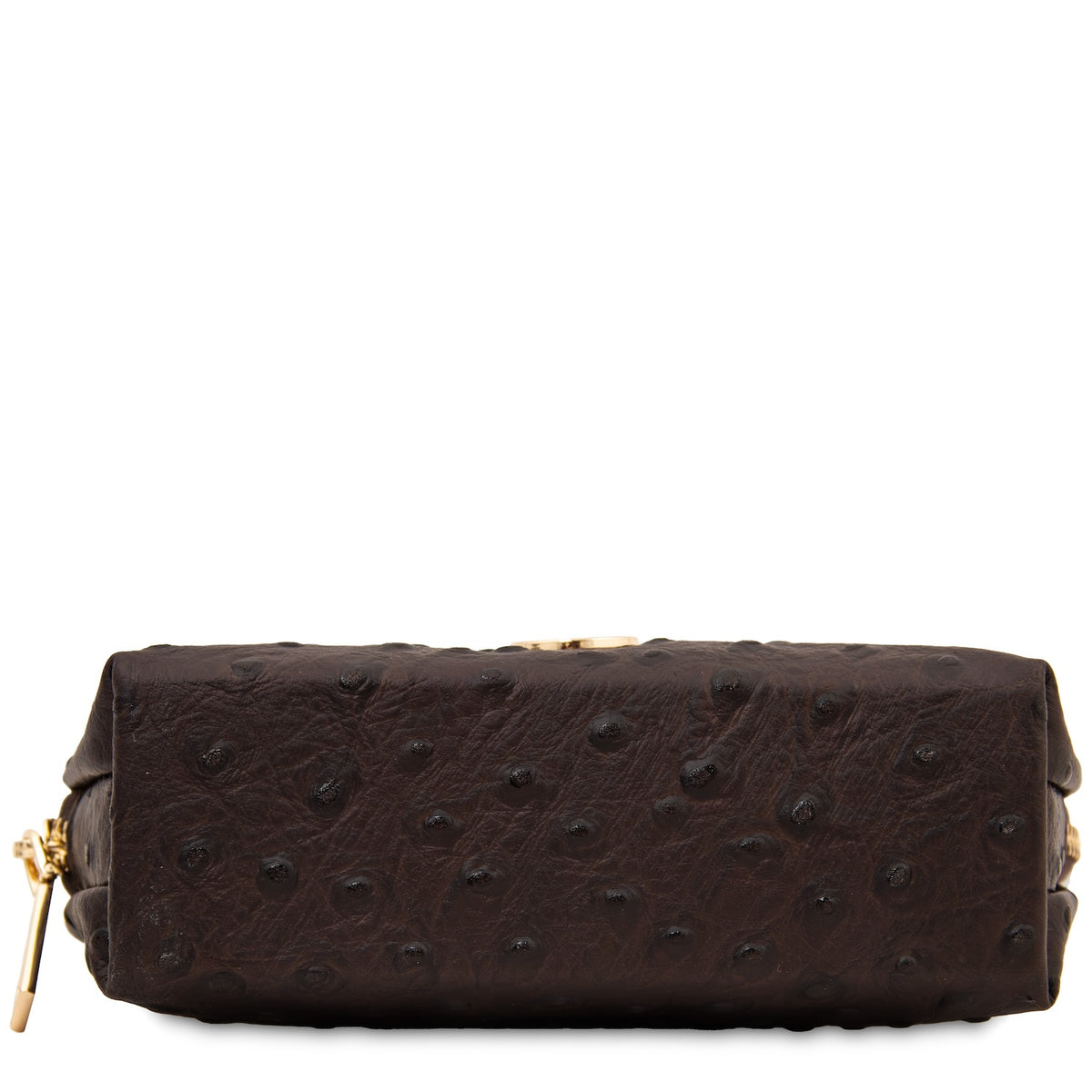 Vera - Leather toiletry case in ostrich-print leather