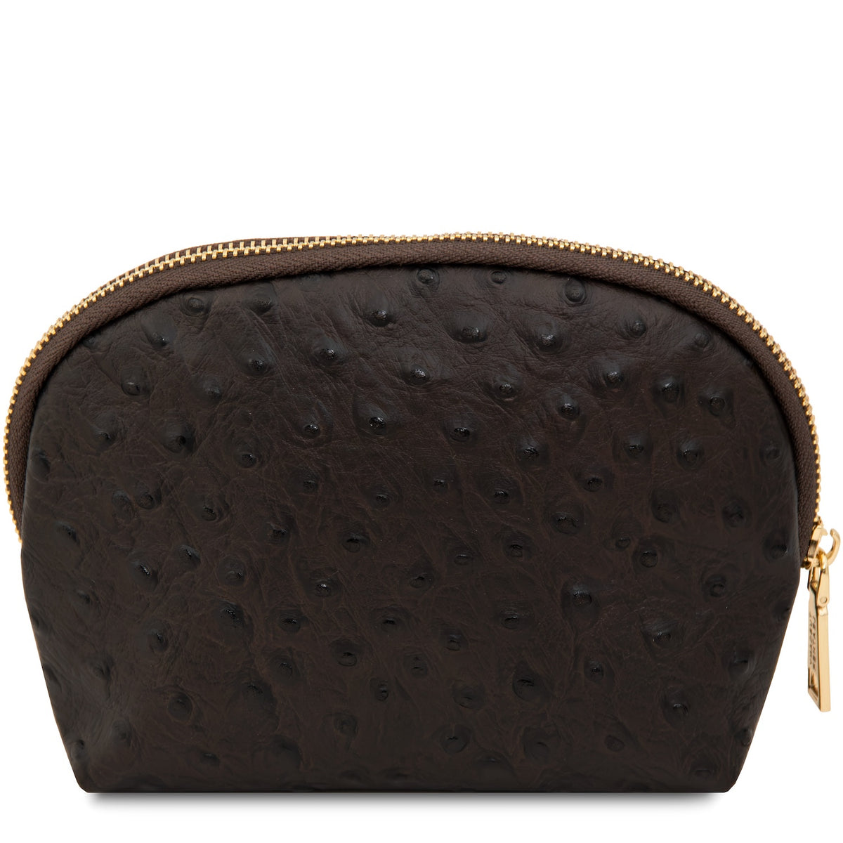 Vera - Leather toiletry case in ostrich-print leather