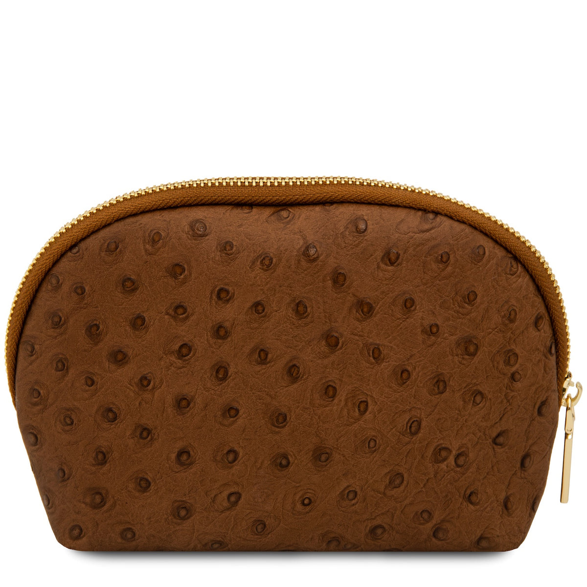 Vera - Leather toiletry case in ostrich-print leather