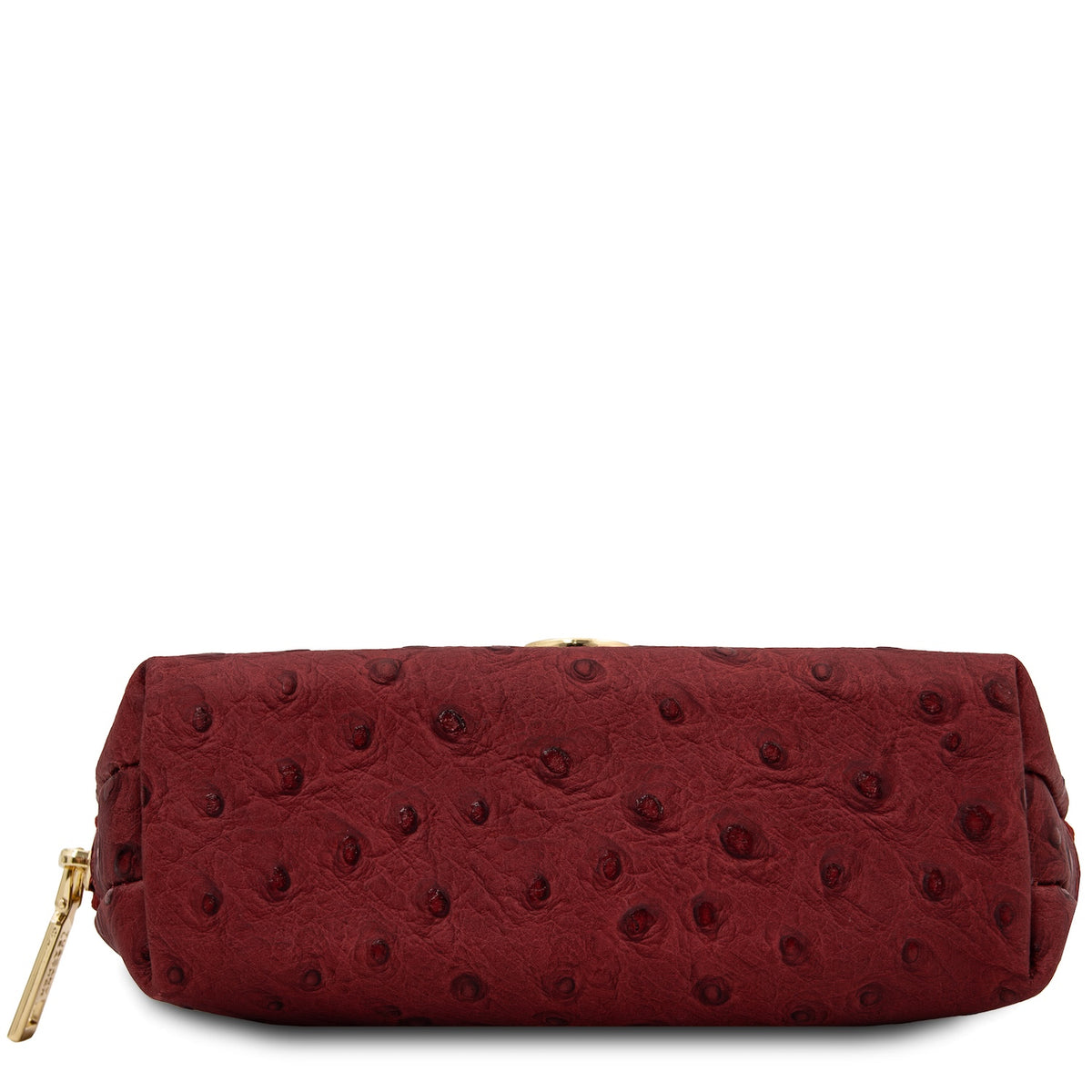 Vera - Leather toiletry case in ostrich-print leather