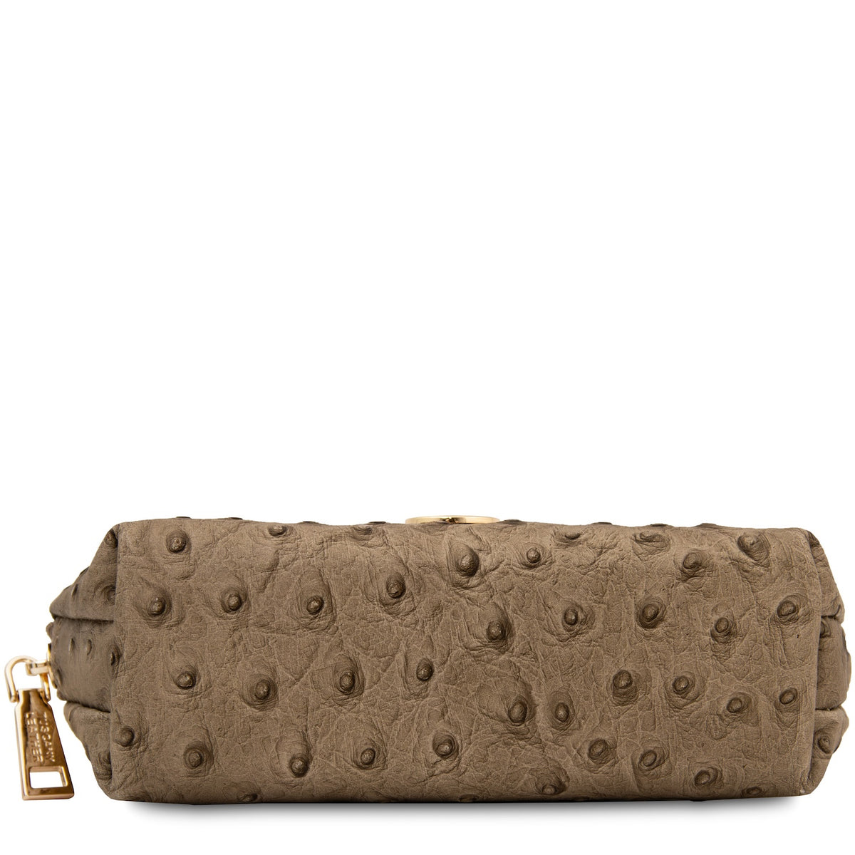 Vera - Leather toiletry case in ostrich-print leather