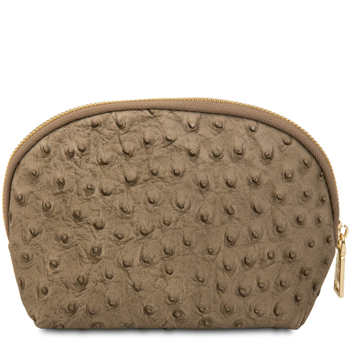 Vera - Leather toiletry case in ostrich-print leather