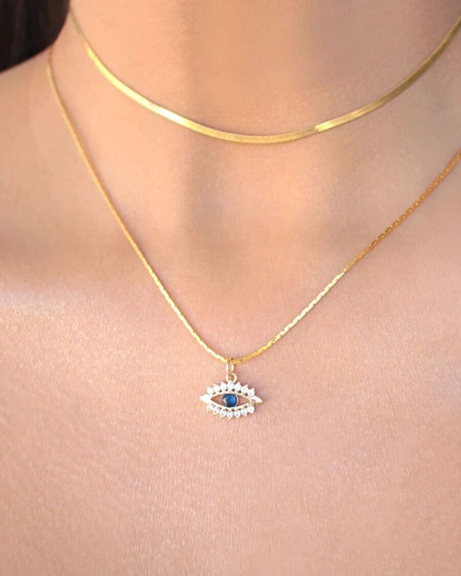 24k Gold Mini Evil Eye Necklace - Premium Necklaces - Shop now at San Rocco Italia