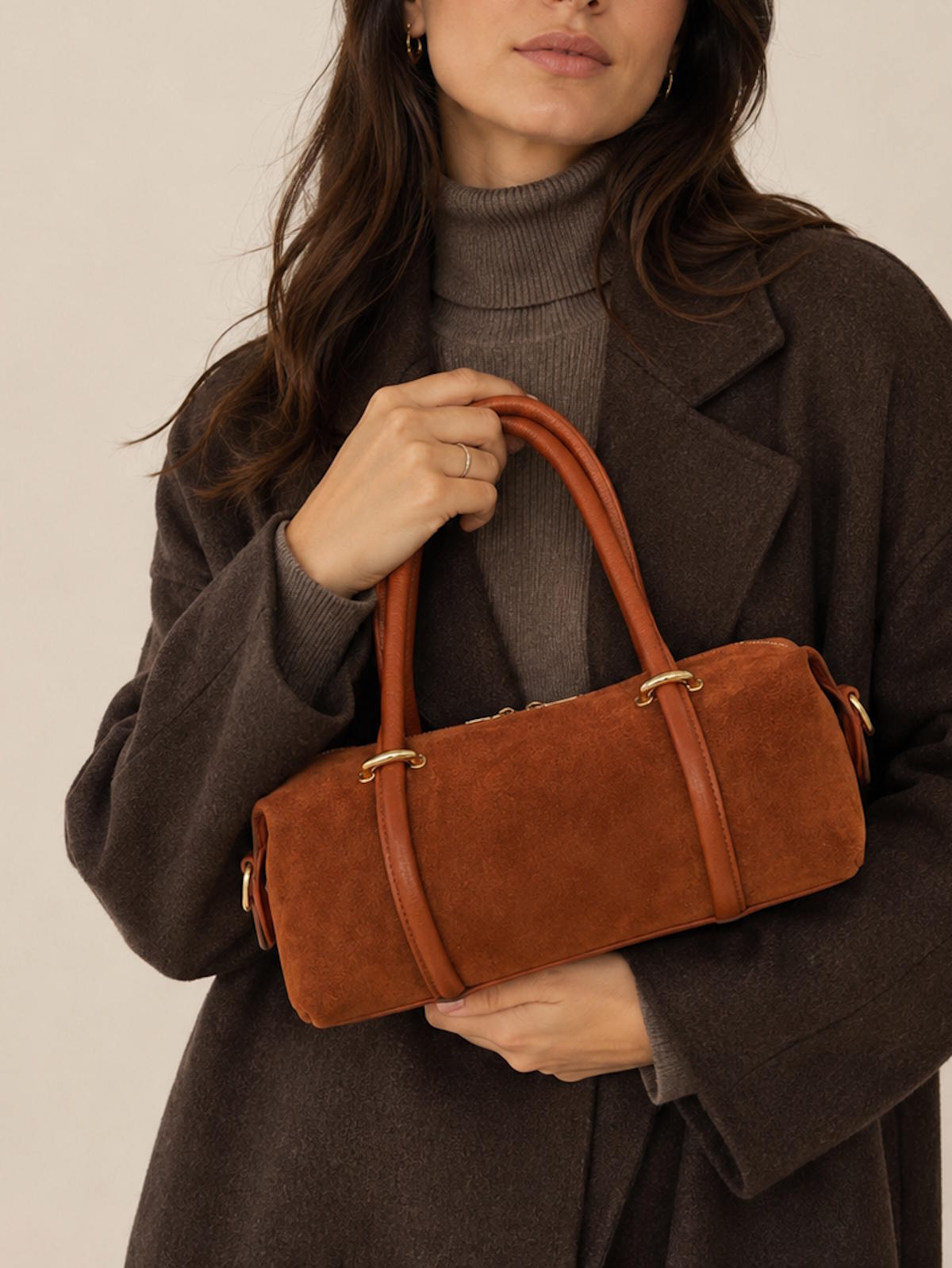 Lucca Small Suede East-West Boston Bag