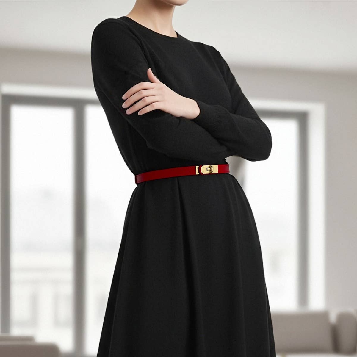 Women’s Adjustable Skinny Leather Belt – Handcrafted in Italy