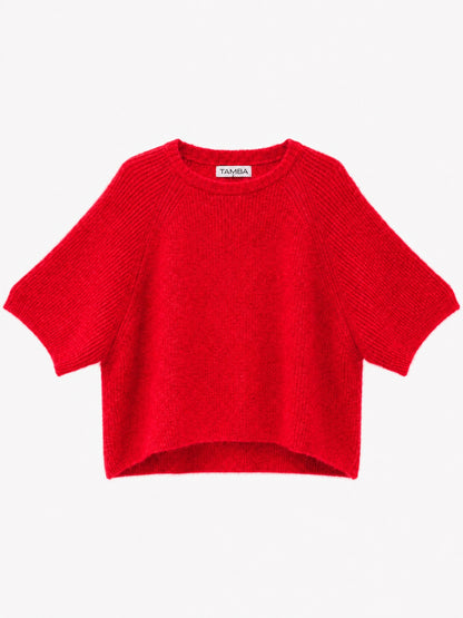 Alpaca Blend Ribbed Wide-Sleeve Sweater