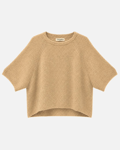 Alpaca Blend Ribbed Wide-Sleeve Sweater