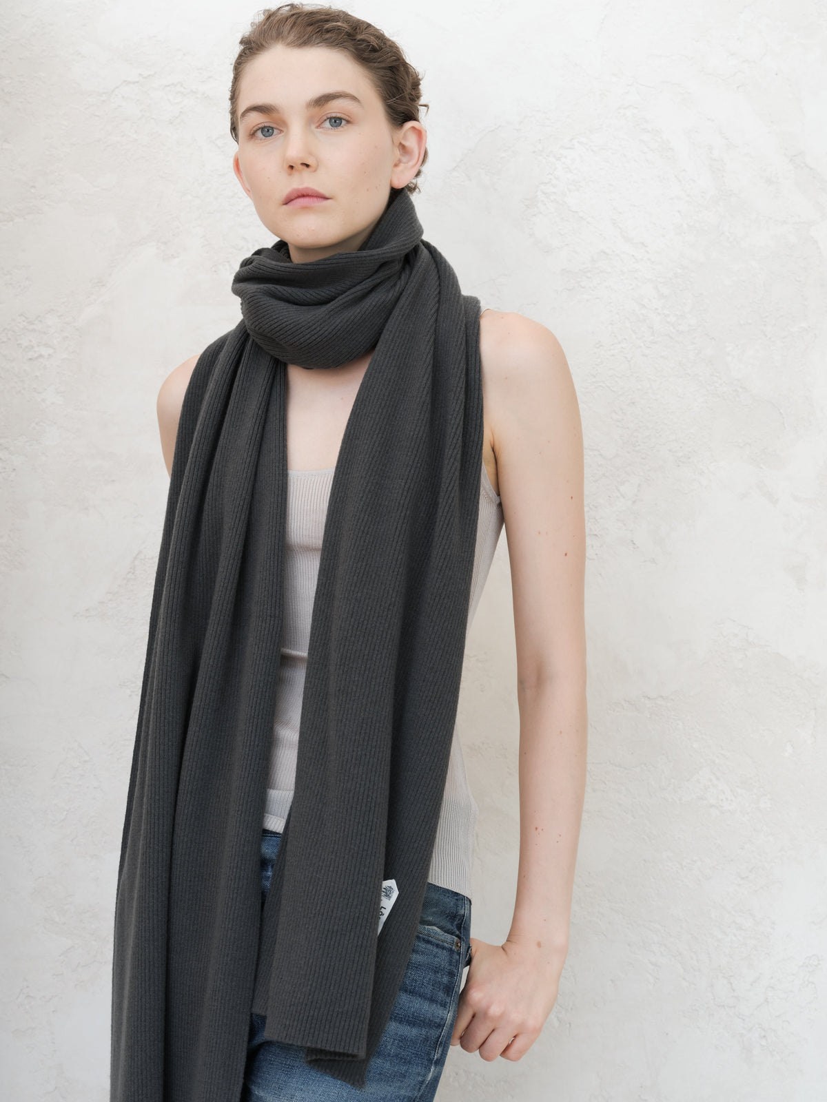 Pure Cashmere Maxi Ribbed Scarf