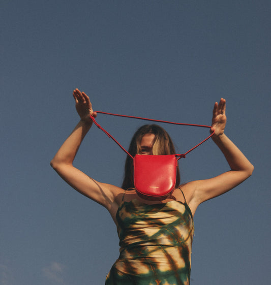 Eva - Apple Leather Crossbody Bag - Red