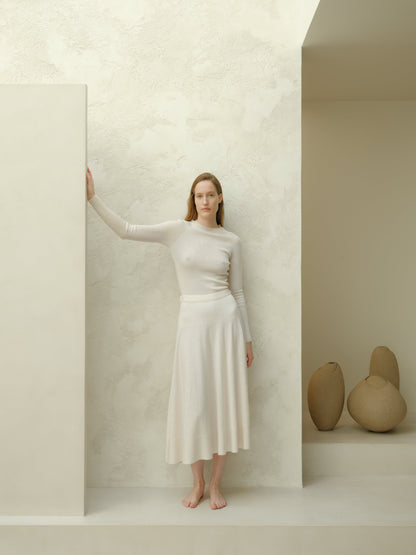 Extra Fine Merino Wool A-Line Skirt (3D-Knit)