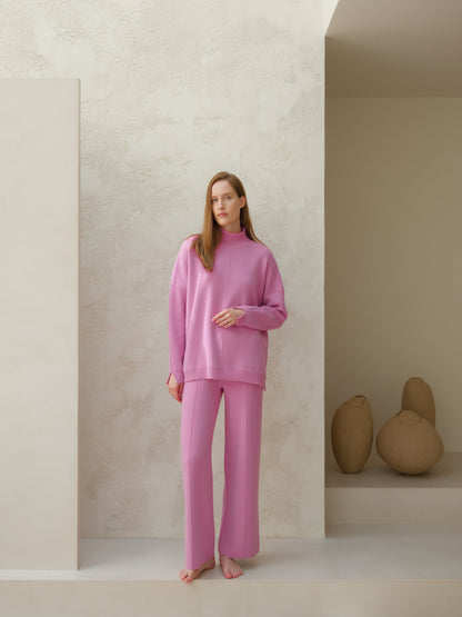 Wool & Cashmere Mix Solid Maxi Turtleneck Sweater
