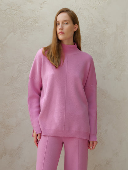 Wool & Cashmere Mix Solid Maxi Turtleneck Sweater