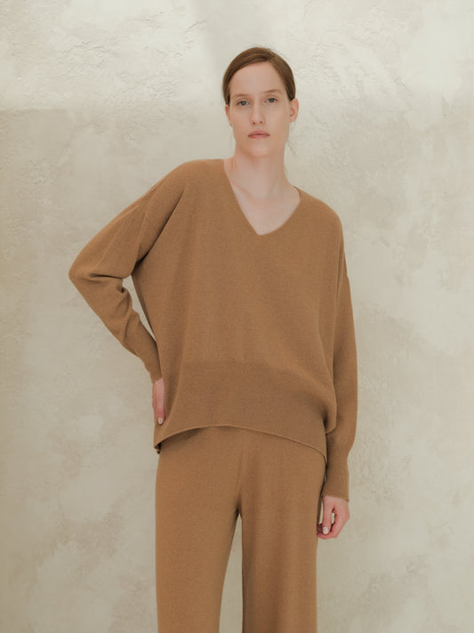 Wool & Cashmere Mix Maxi V-Neck Sweater