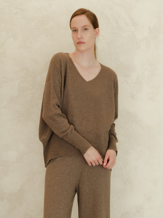Wool & Cashmere Mix Maxi V-Neck Sweater