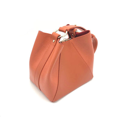 Orange Bolgheri leather handbag on a white background