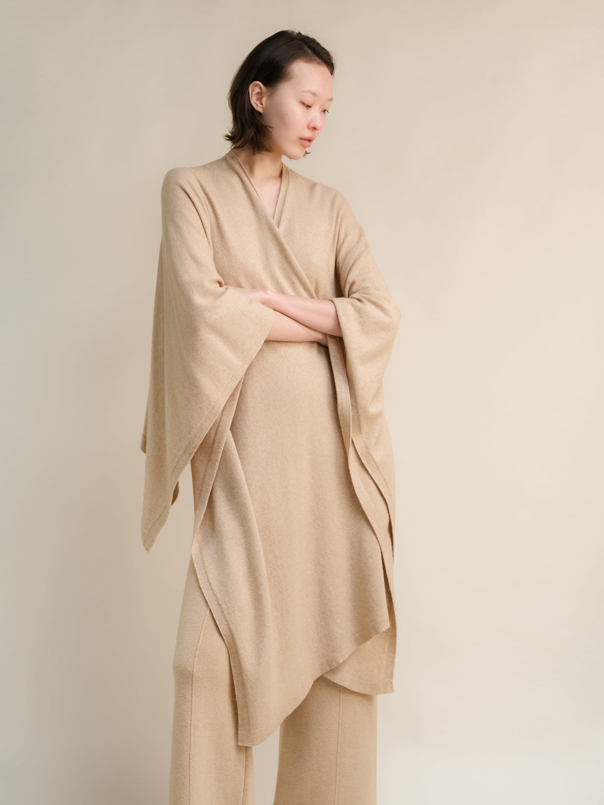 Maxi cape en mélange de cachemire