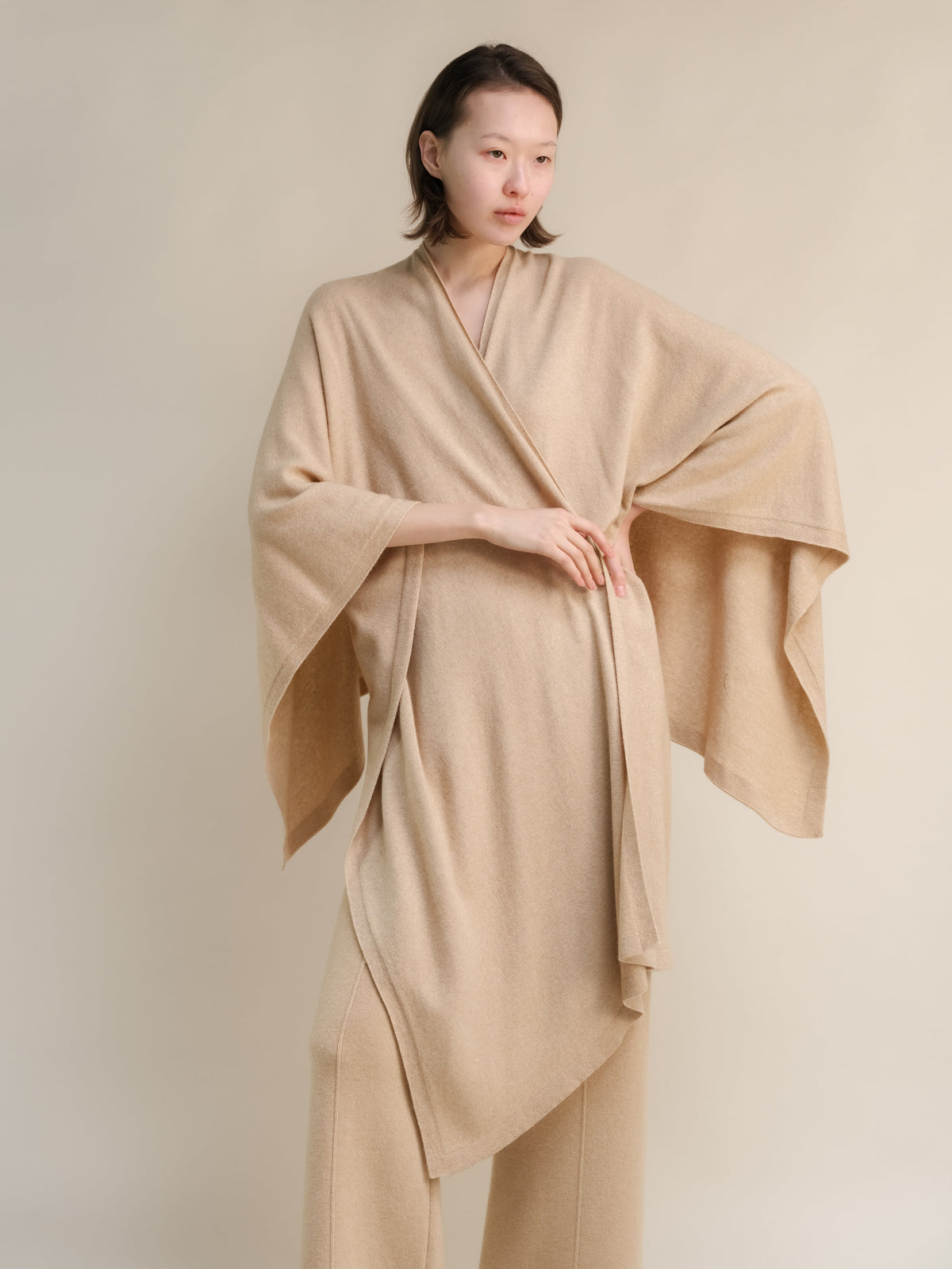 Maxi cape en mélange de cachemire