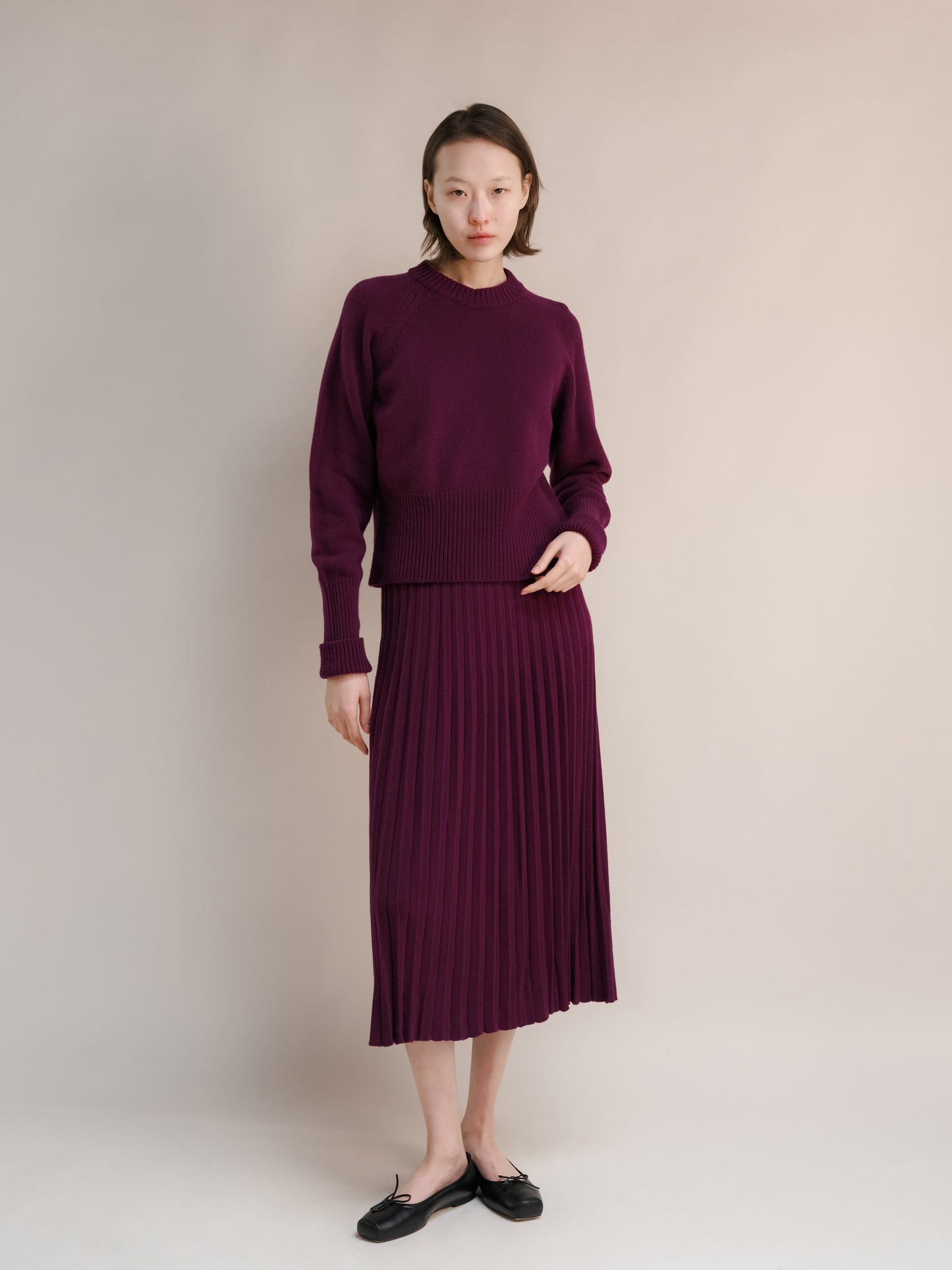 Cashmere Mix Pleated Skirt (3D-Knit)