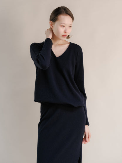 Wool & Cashmere Mix Maxi V-Neck Sweater