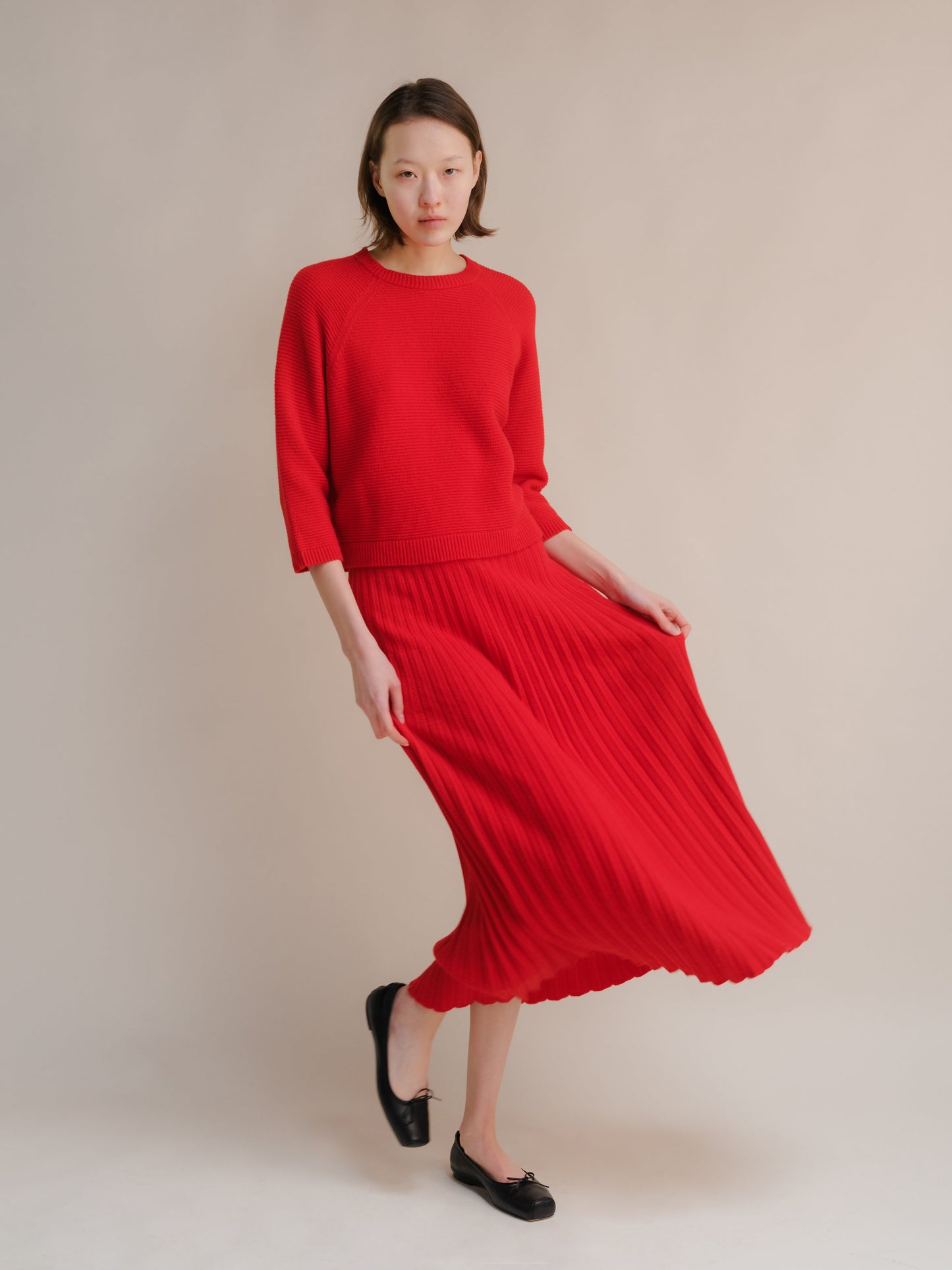 Cashmere Mix Pleated Skirt (3D-Knit)