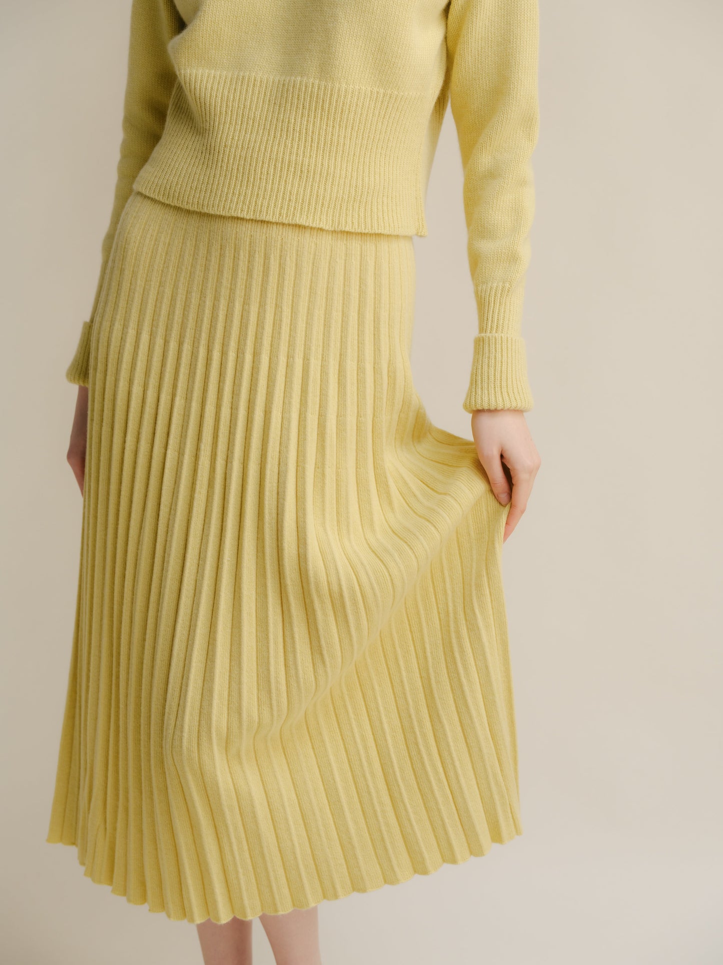 Cashmere Mix Pleated Skirt (3D-Knit)