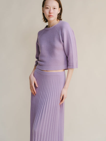 Cashmere Mix Cropped 3/4 Sleeve Pullover