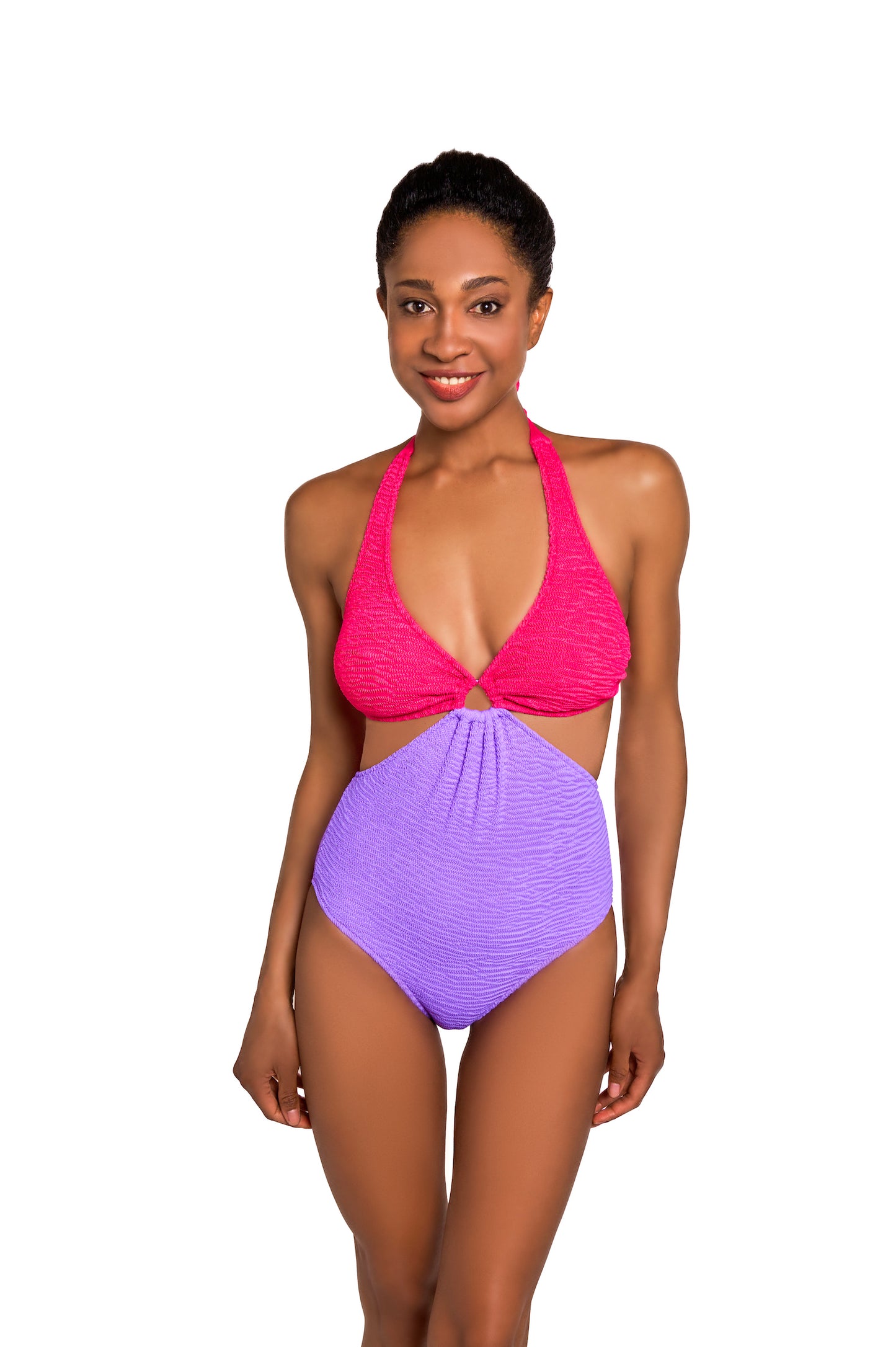Luna Crinkle Halter Neck One Piece Swimsuit