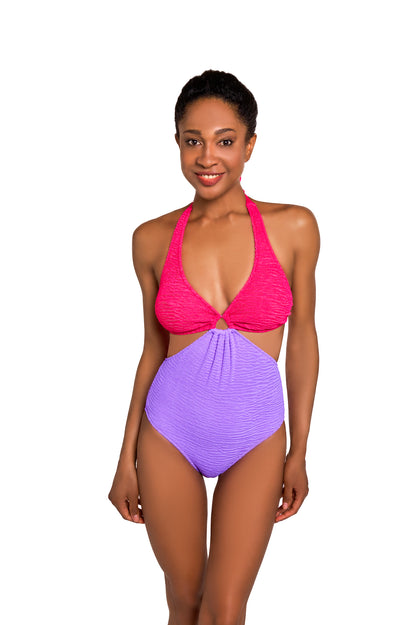 Luna Crinkle Halter Neck One Piece Swimsuit