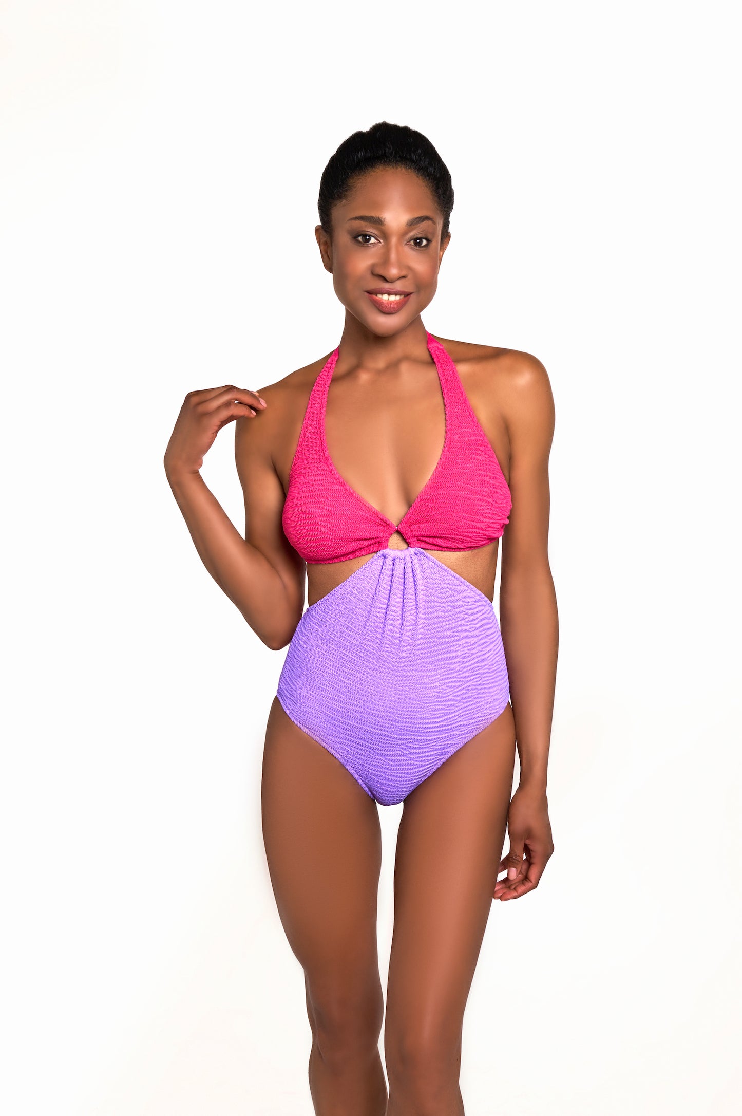 Luna Crinkle Halter Neck One Piece Swimsuit