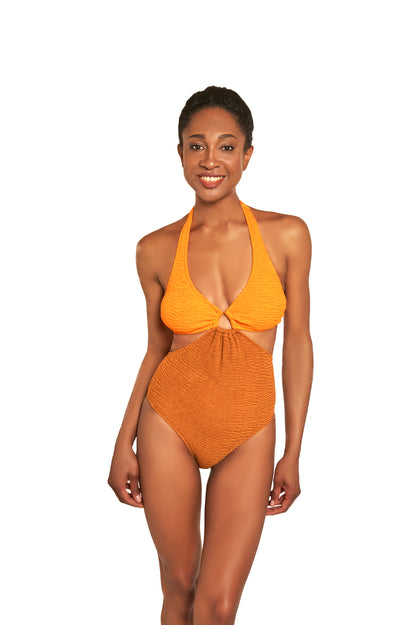 Luna Crinkle Halter Neck One Piece Swimsuit